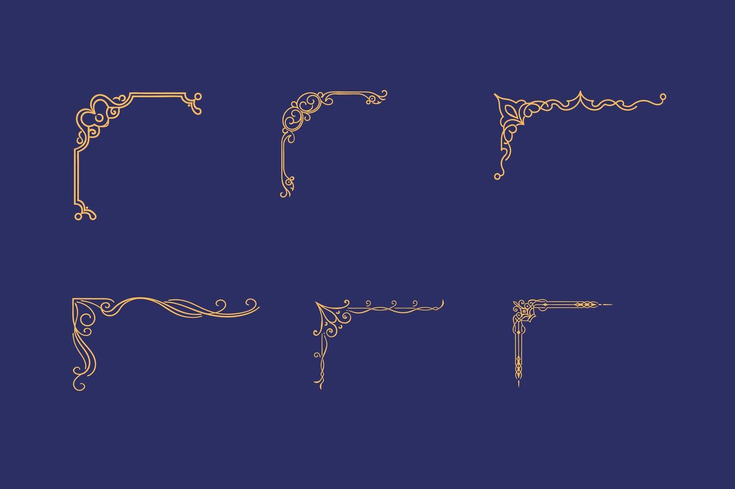 Decorative ornamental corner line set for artwork vector