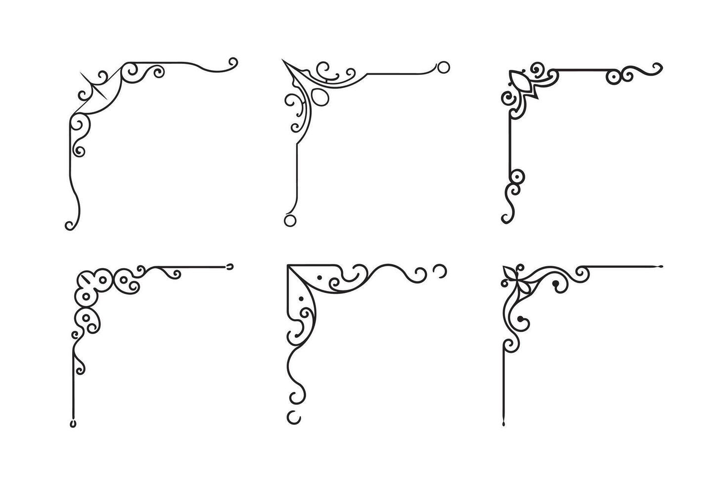 Elegant ornamental corner line set for decorative design vector