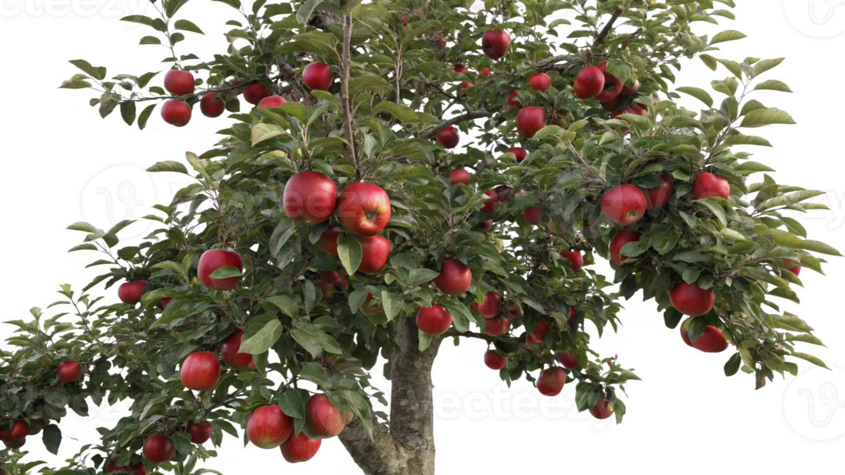 A fruit tree with ripe apples, isolated png