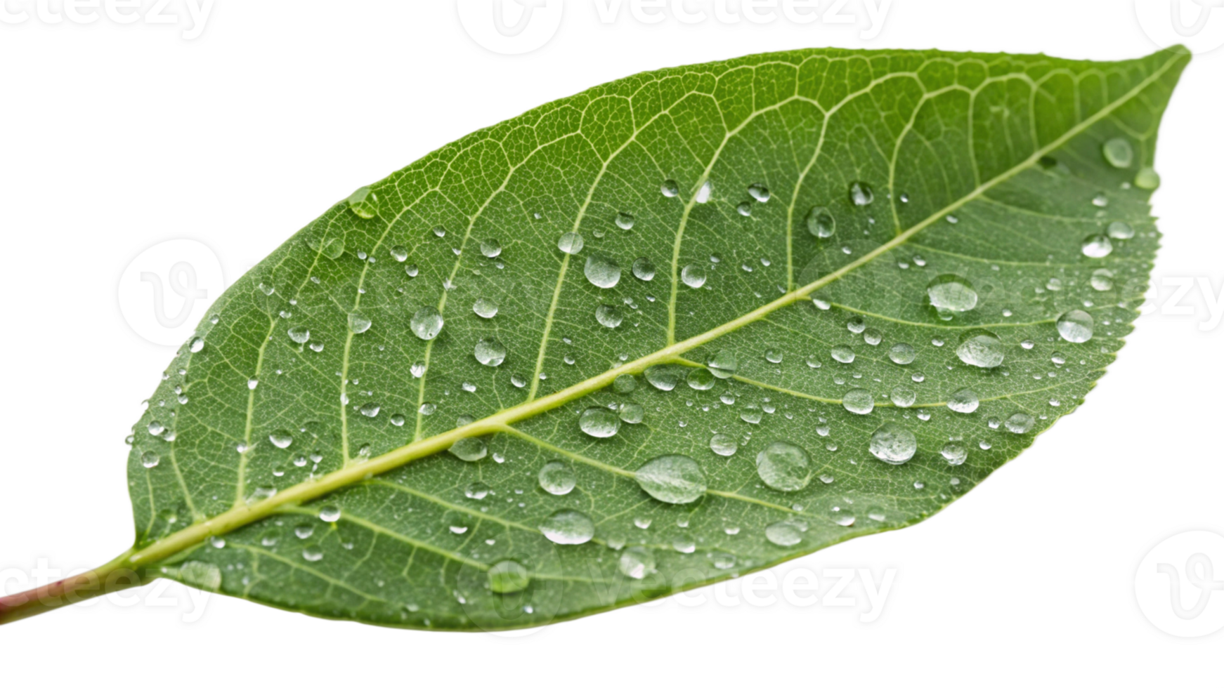 A close-up photograph of a single green leaf isolated png