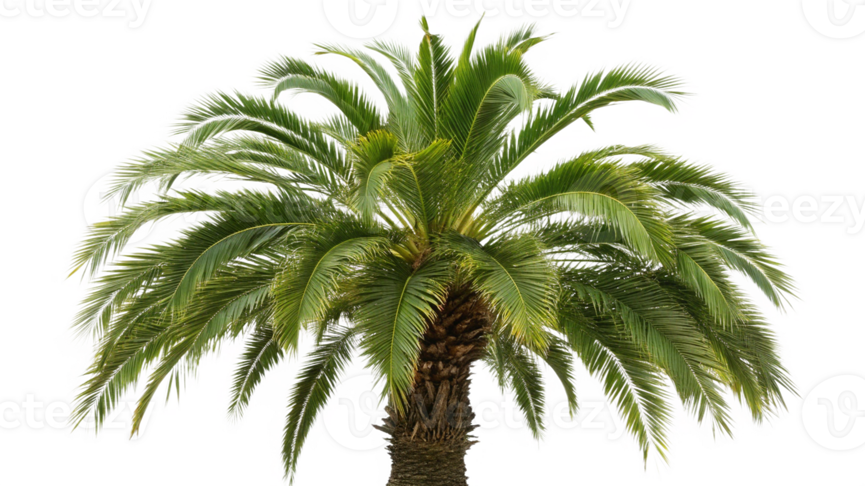A palm tree with lush green fronds, isolated png