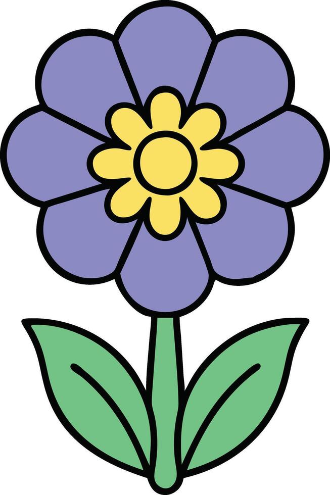 Purple Flower Illustration Simple, Cartoon, Bloom, Petals, Plant vector