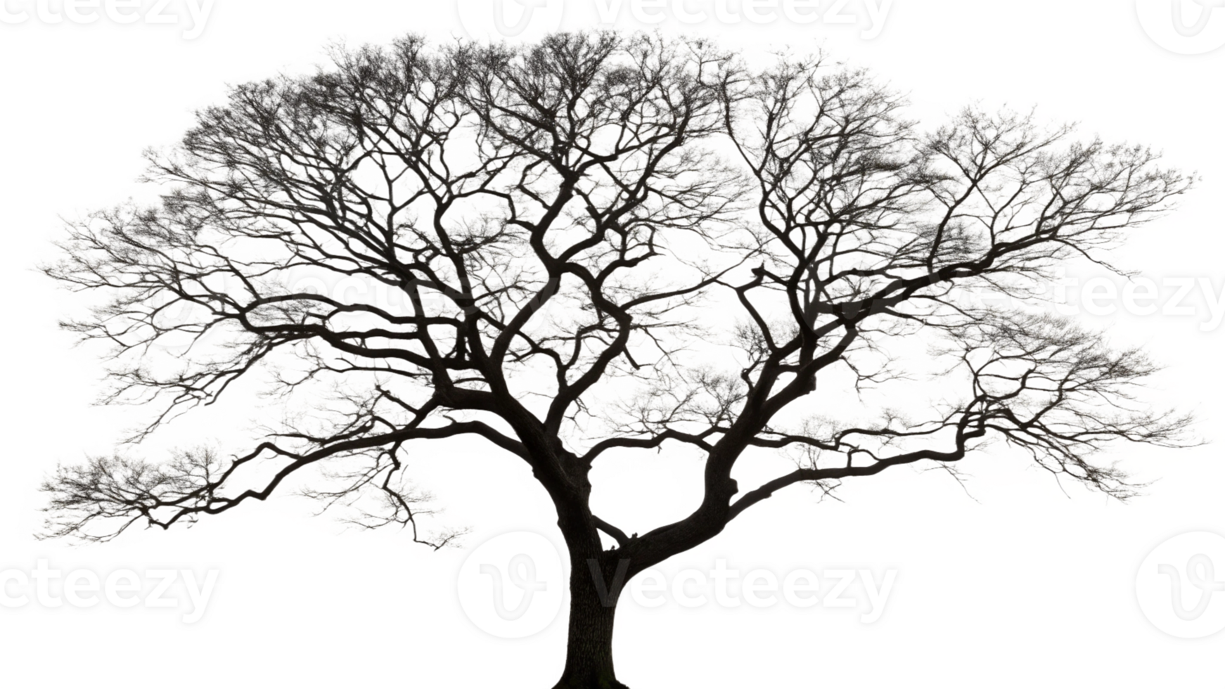 A bare winter tree with intricate branches, photographed in natural png