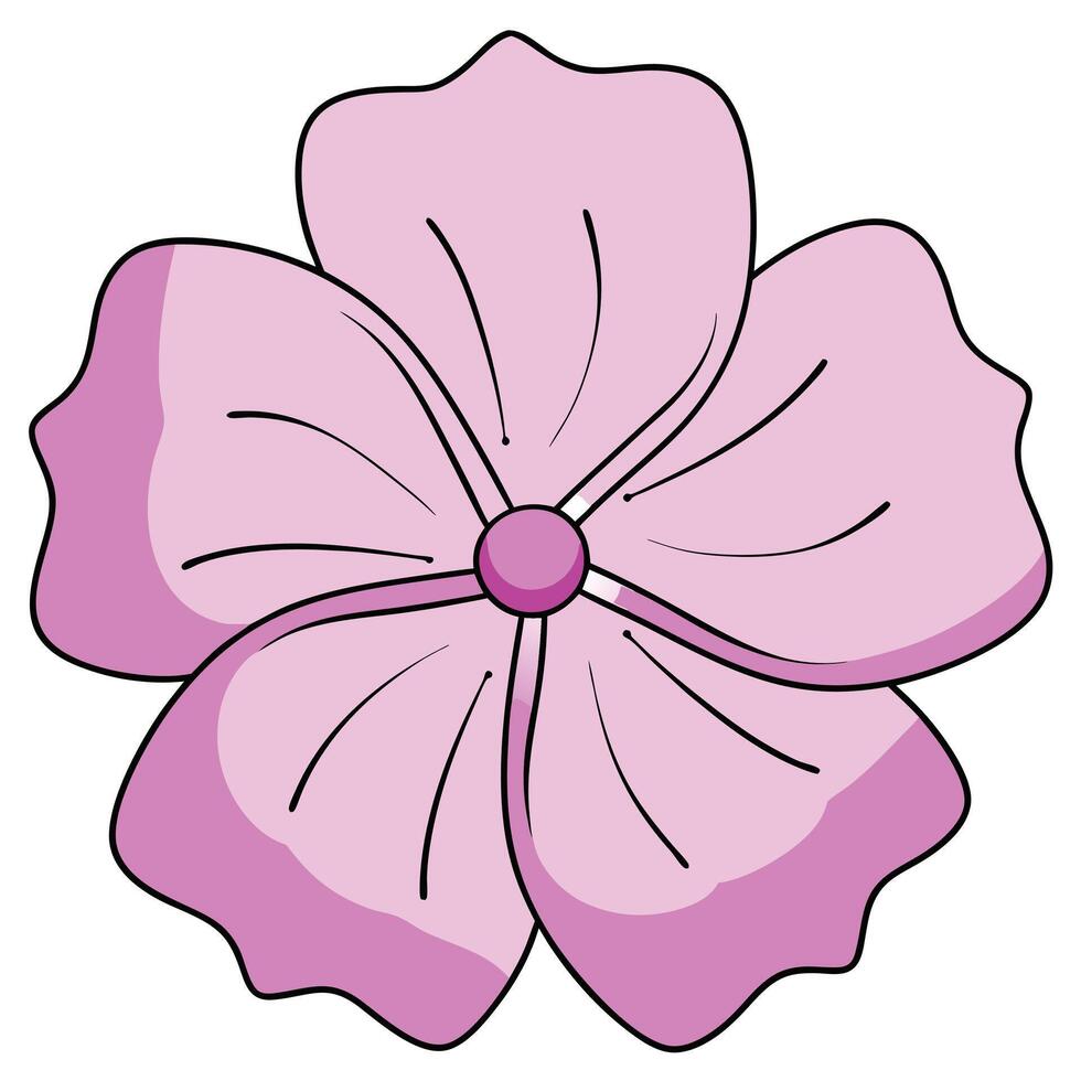 Pretty Pink Flower Illustration Simple, Cute, Floral Design vector