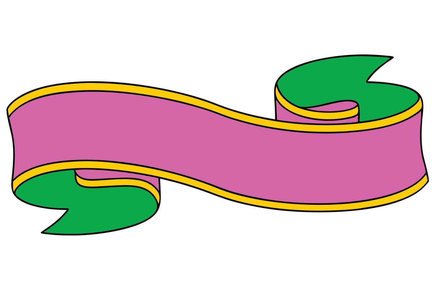 Curved Pink and Green Ribbon Banner Design Element vector