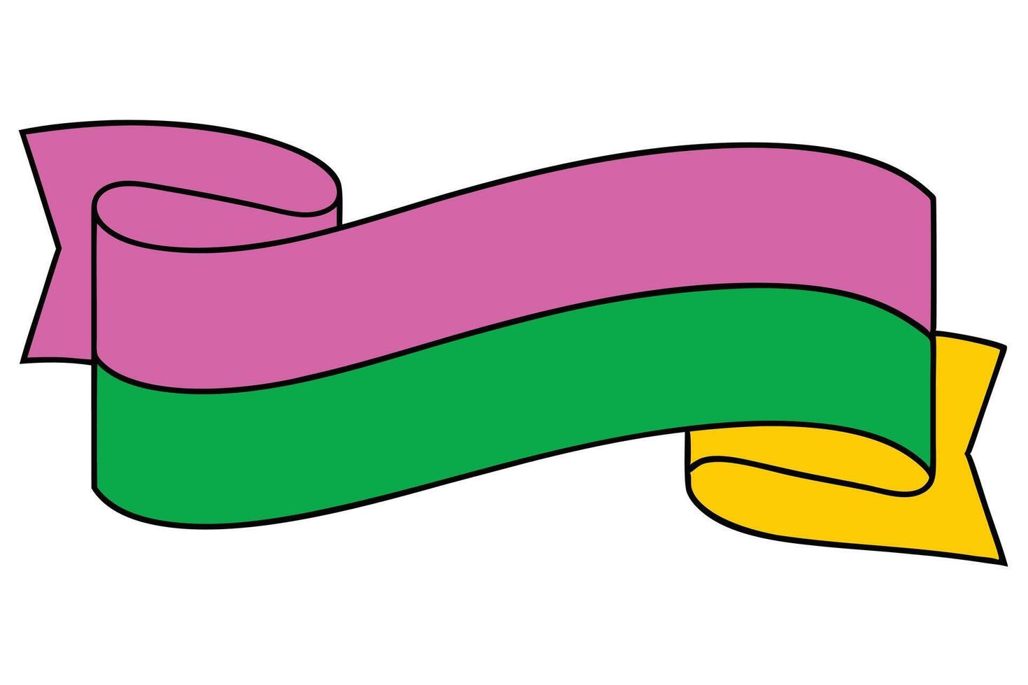 Colorful Ribbon Banner Design Pink, Green, Yellow Curving Stripes vector