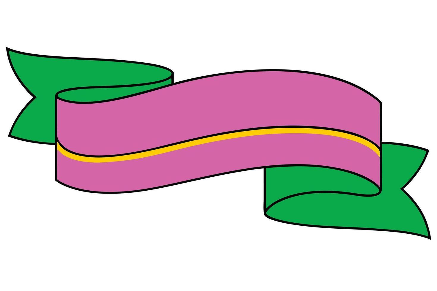 Curved Pink Green Banner Ribbon Award Design Element Illustration vector