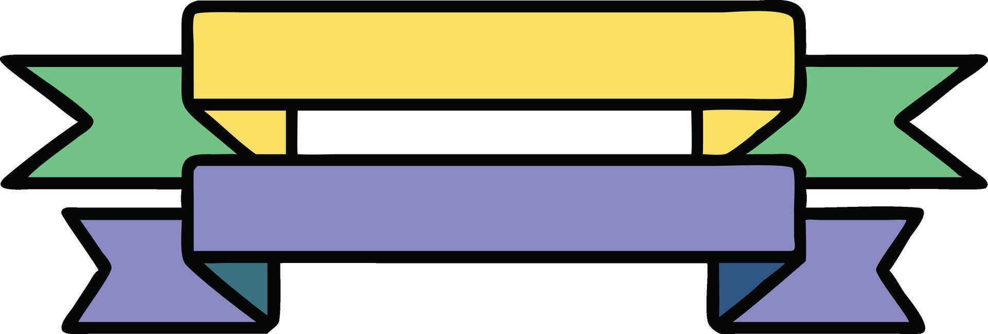 Double Ribbon Banner Design Pastel Colors, Blank Space, Award vector
