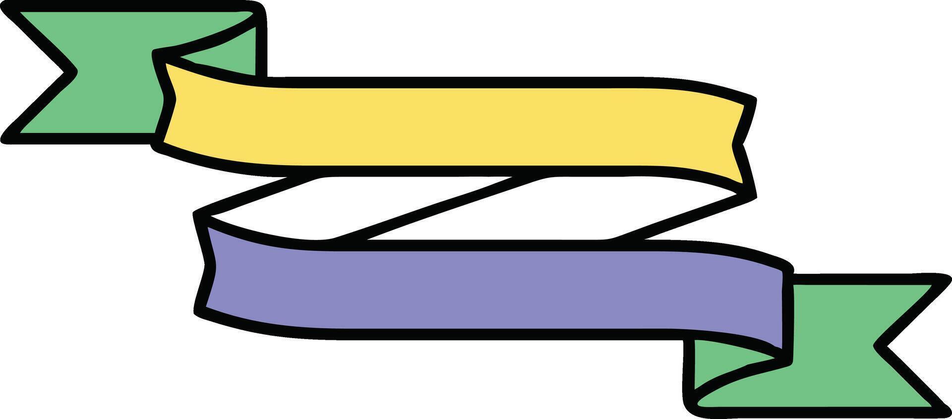 Colorful Double Ribbon Banner Scroll Design Element Illustration vector