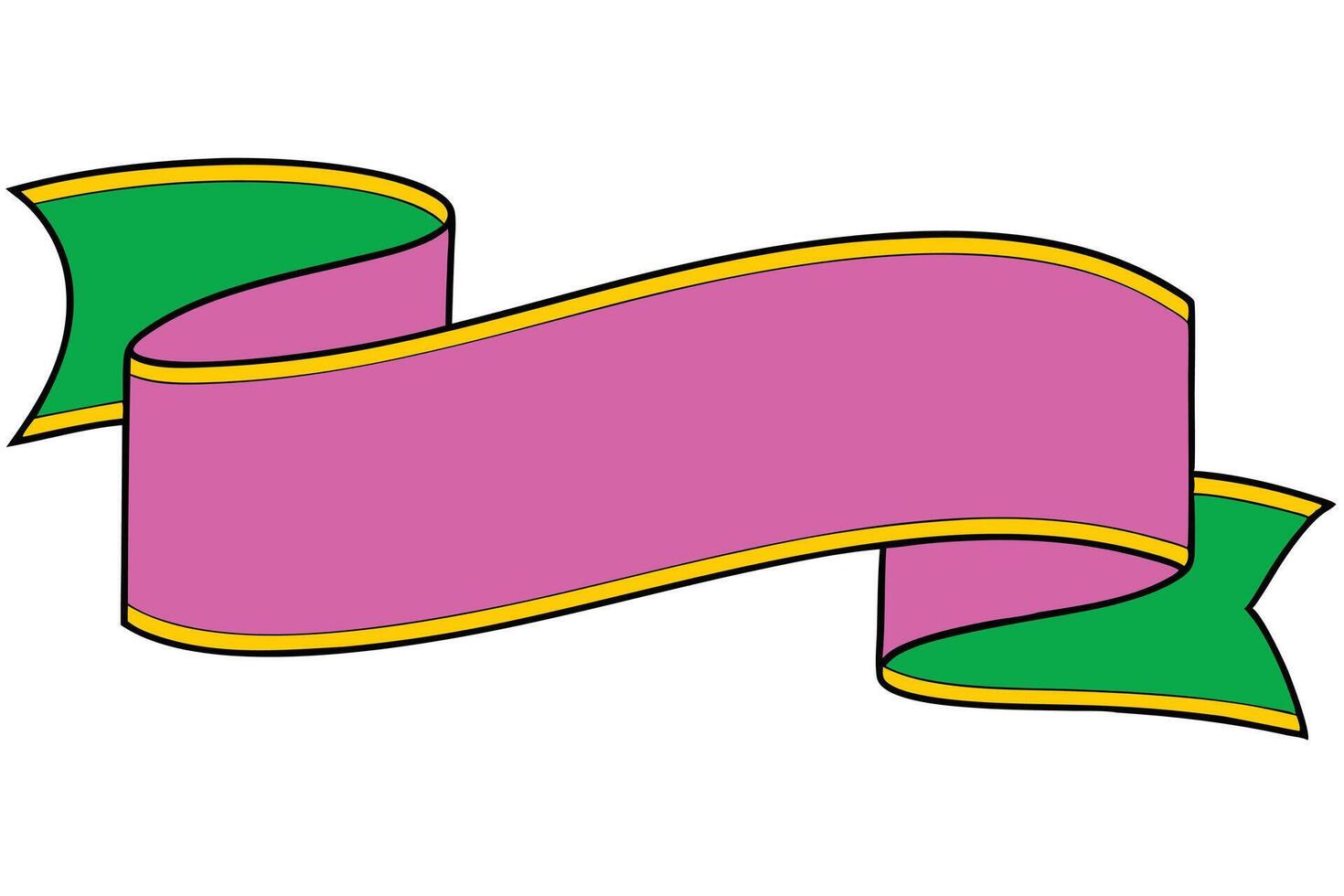 Pink and Green Curled Ribbon Banner Design Element vector