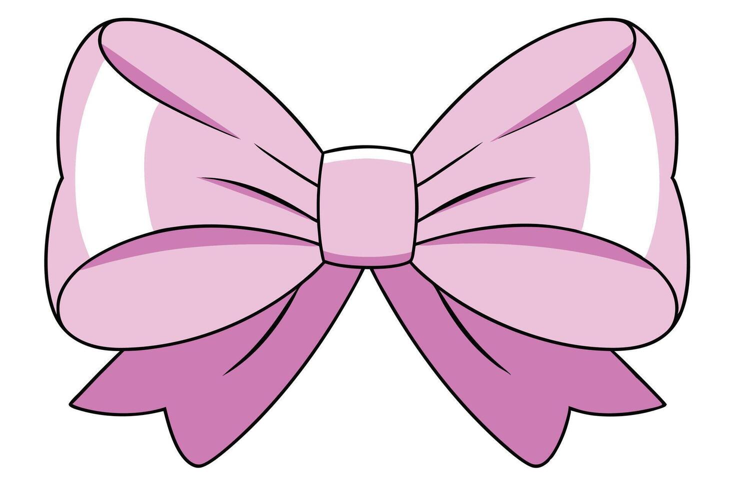 Pink Ribbon Bow, Cute Cartoon Style, Gift Decoration, Pretty, Elegant, Illustration, Design, Festive vector