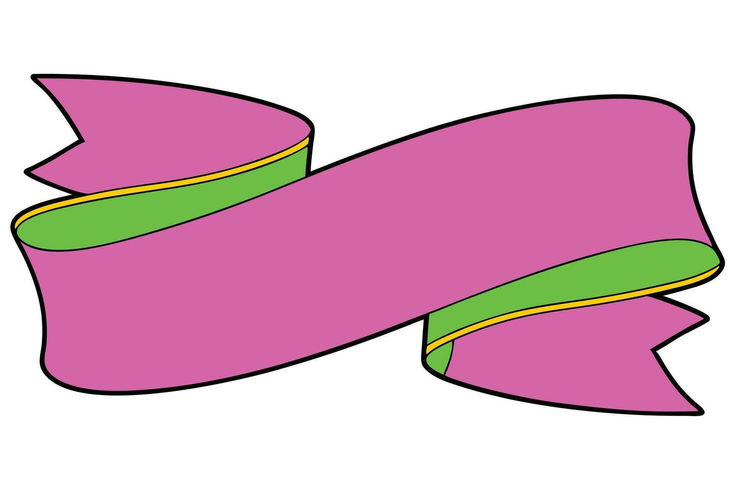 Pink Green Ribbon Banner Design Element Illustration Graphic vector