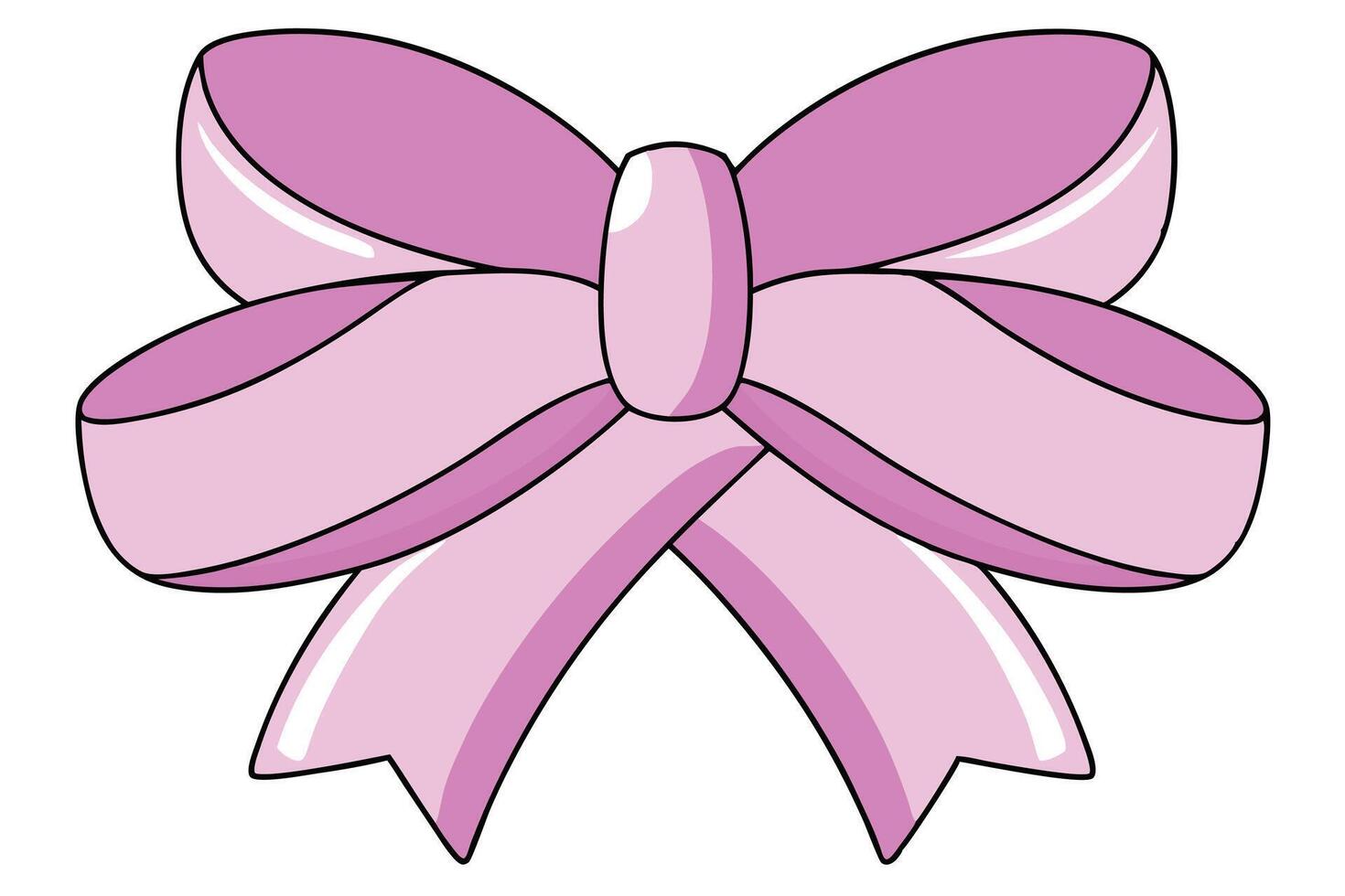 Pretty Pink Ribbon Bow Illustration, Gift Decoration, Cute Design vector