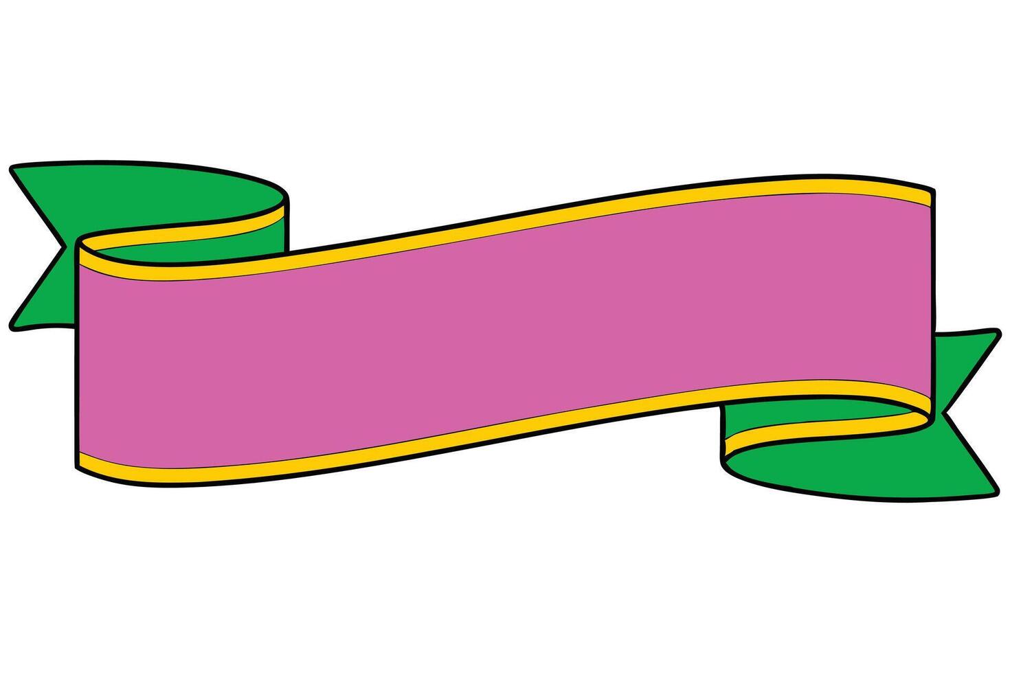 Pink, Green, Gold Ribbon Banner Design Element Illustration vector
