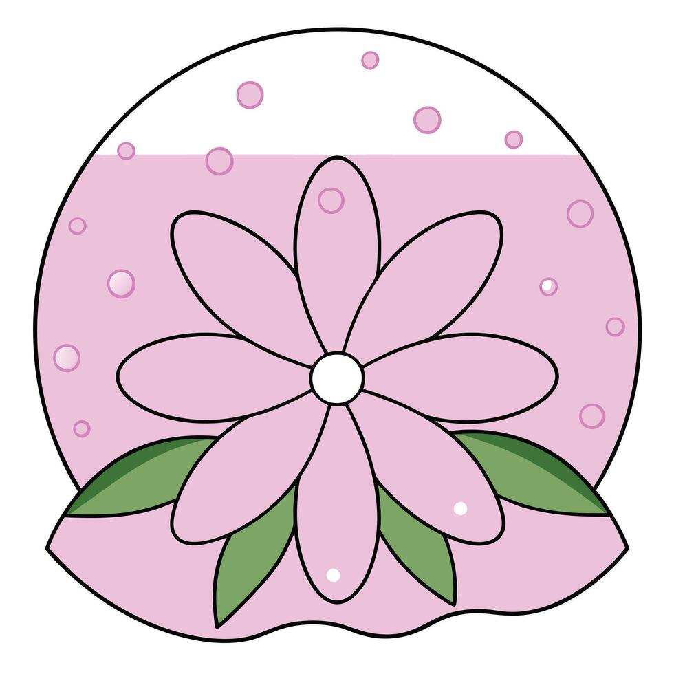 Pink Flower in a Bubble Dome, Pastel Art, Floral Design vector
