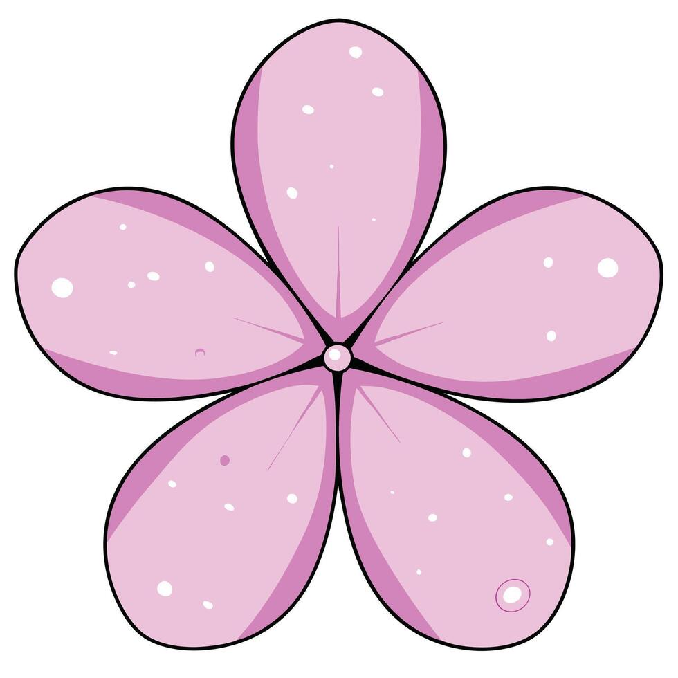 Pink Flower Illustration Five Petals, Simple Design, Cartoon Style vector
