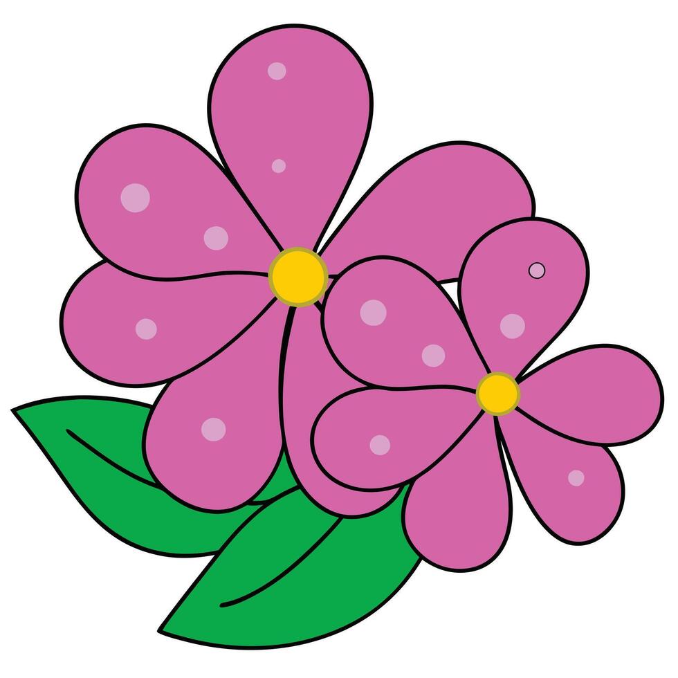 Pink Flowers Illustration Simple, Cute, Cartoon Style vector
