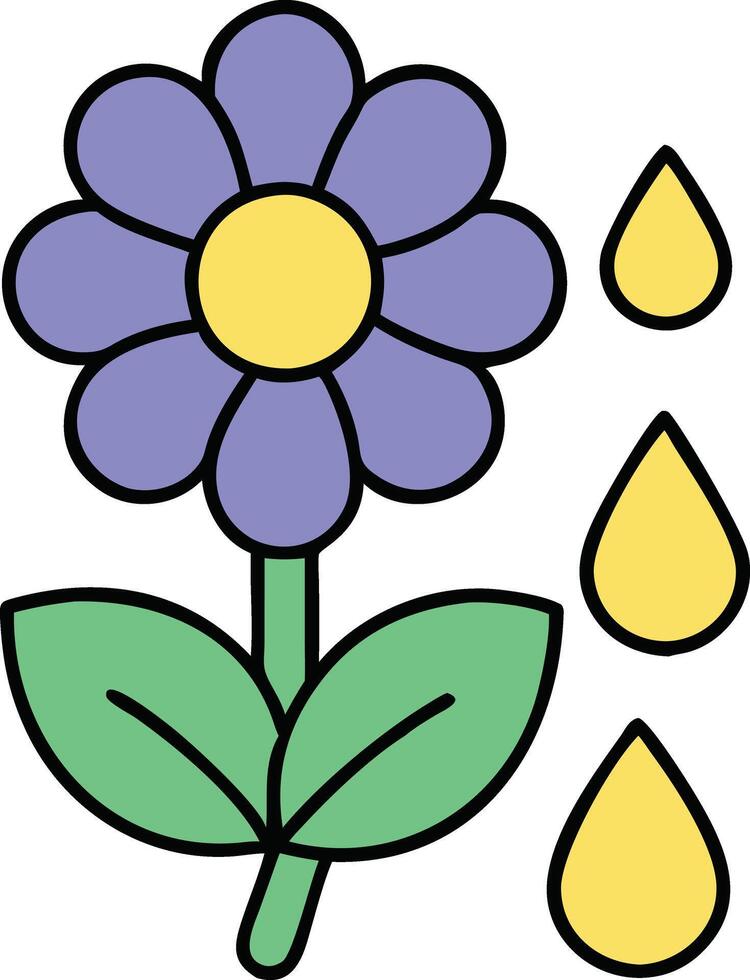 Purple Flower Essential Oil Droplets Natural Bloom Botanical Extract vector