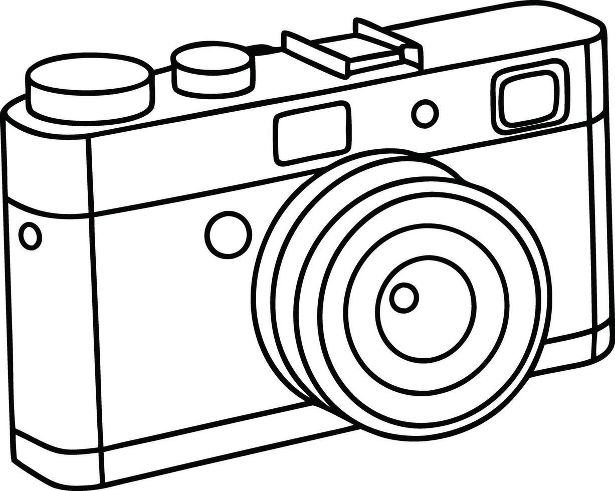 one line drawing of a vintage camera vector