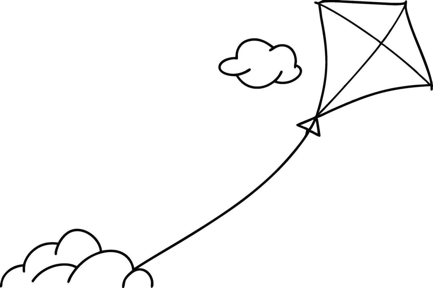 One line drawing of a kite flying high vector