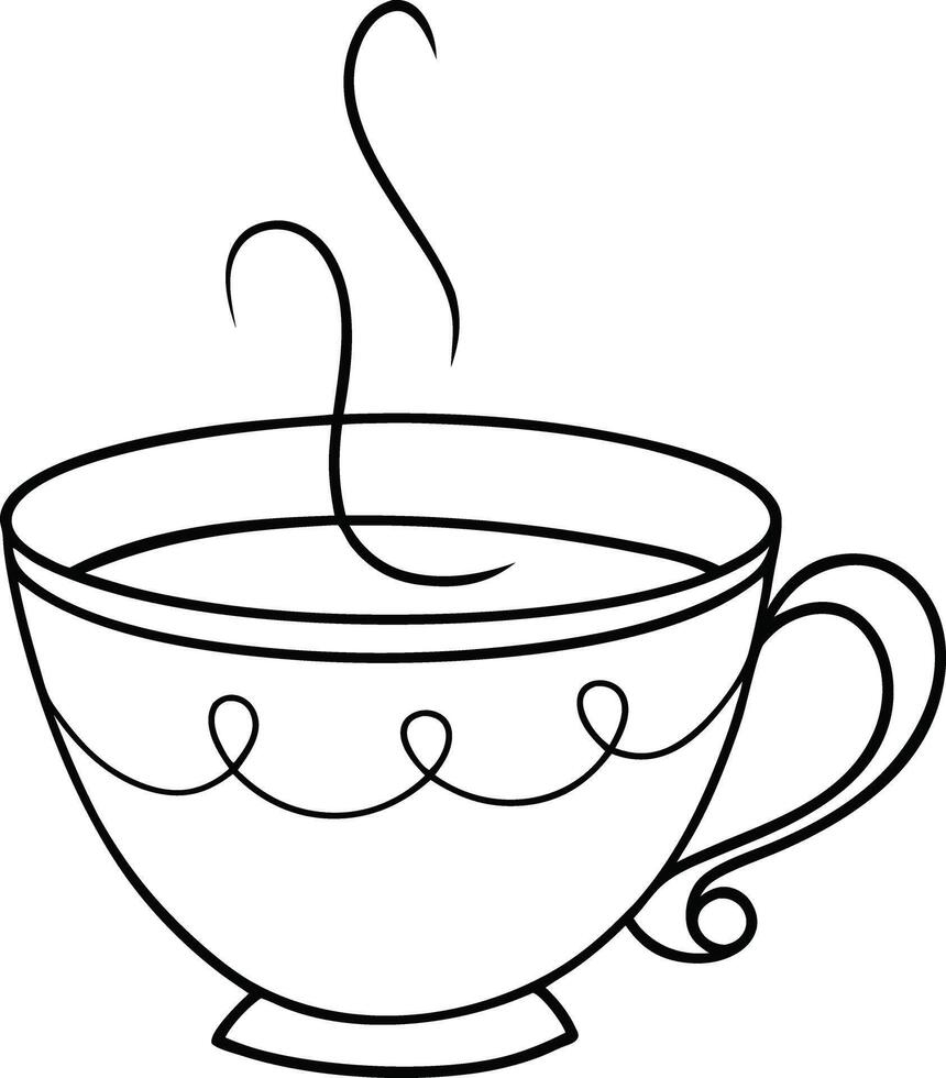 one line drawing of a cup of tea with steam vector