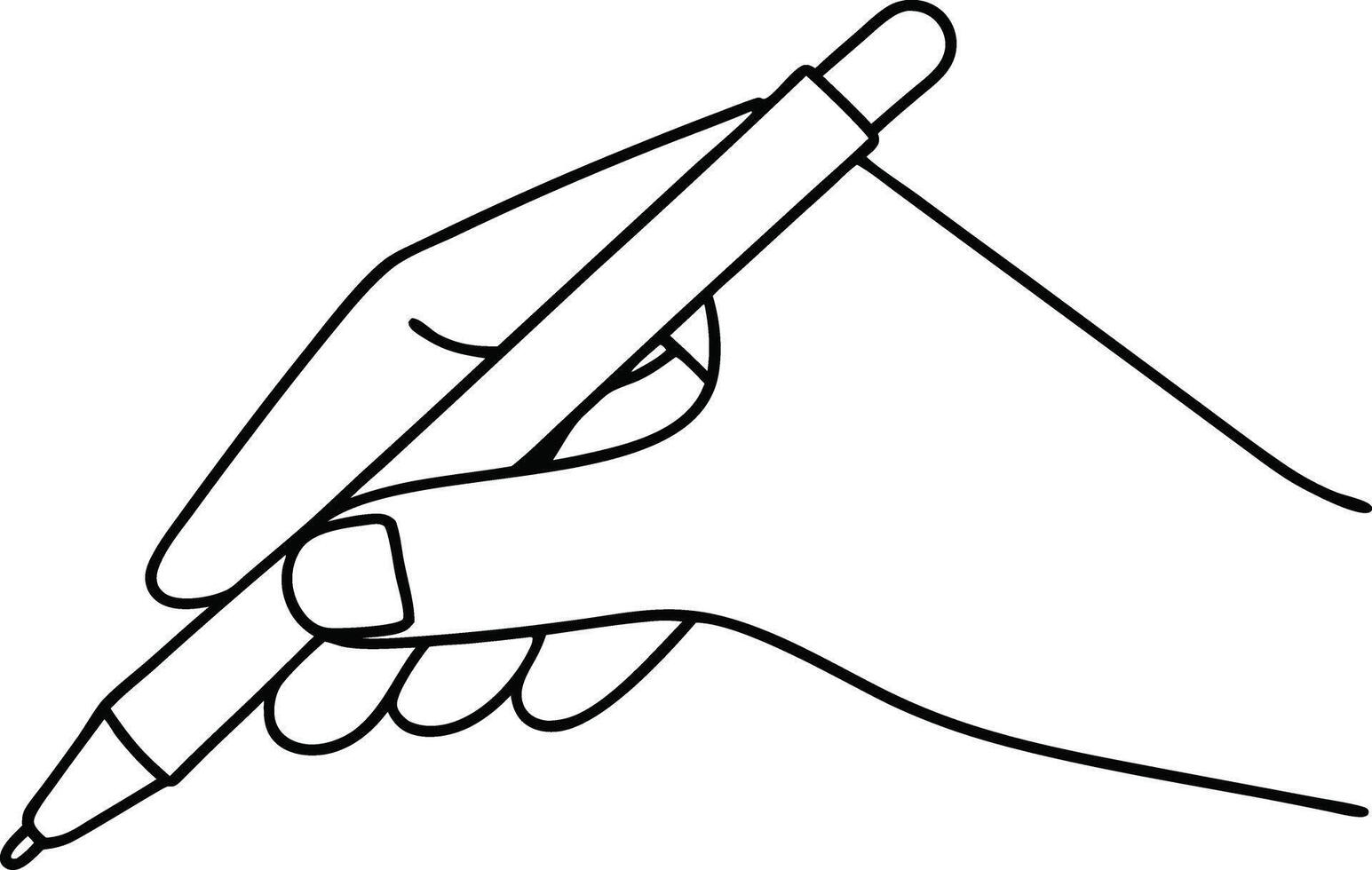 one line drawing of a hand holding a pen vector