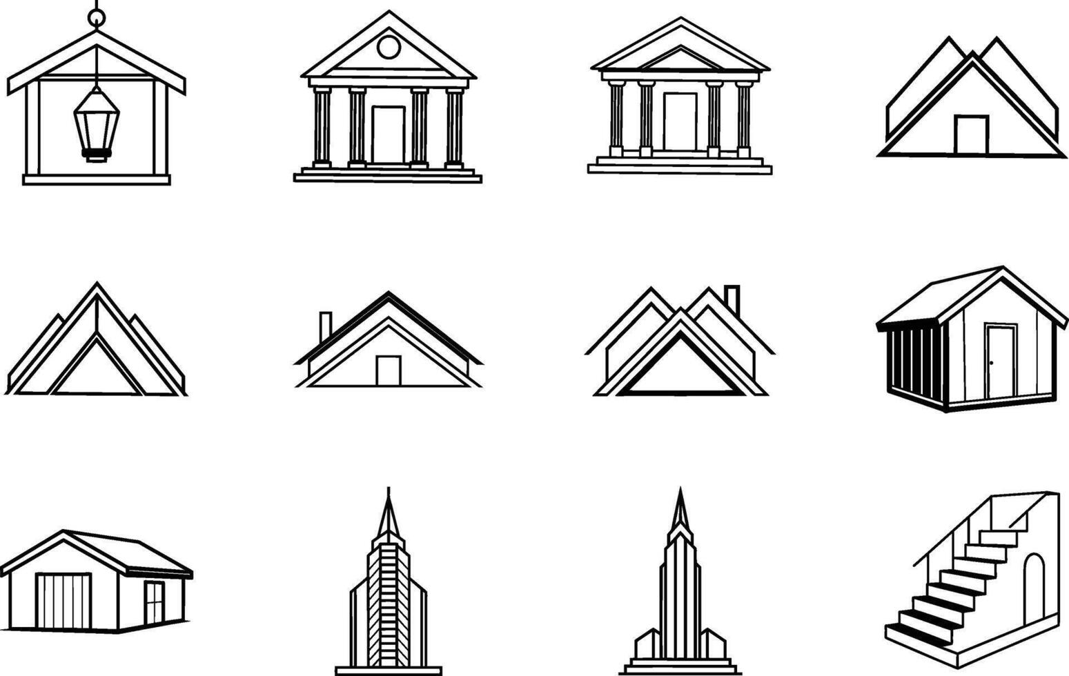 Architectural Building Designs House, Home, Roof, Structure Sketches vector