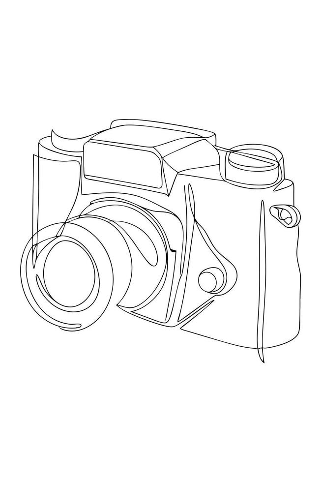 Single Line Camera Drawing Art, Photography, Lens, Shutter, Minimalist vector