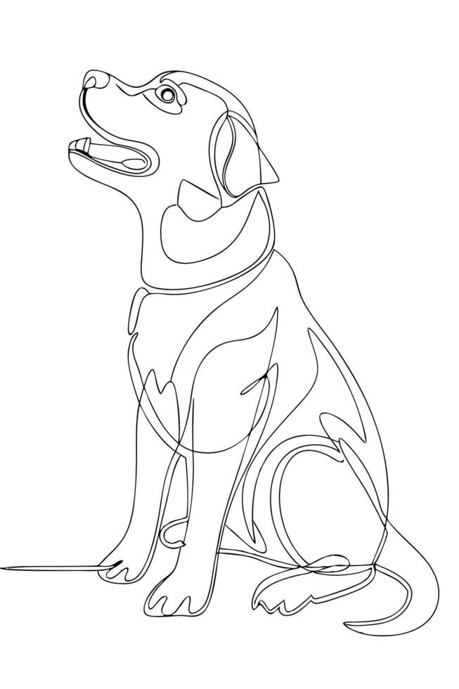 Elegant OneLine Drawing of a Sitting Labrador Retriever Dog vector