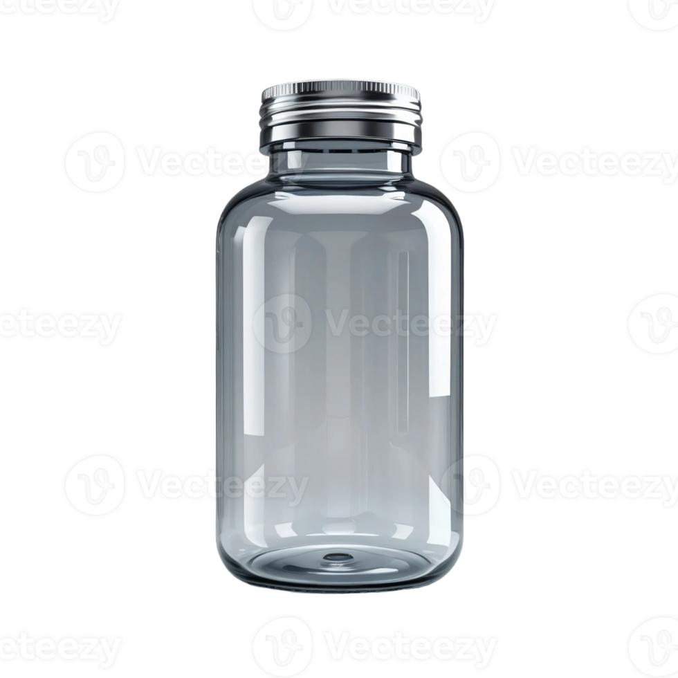 A clear glass jar with a metal lid png