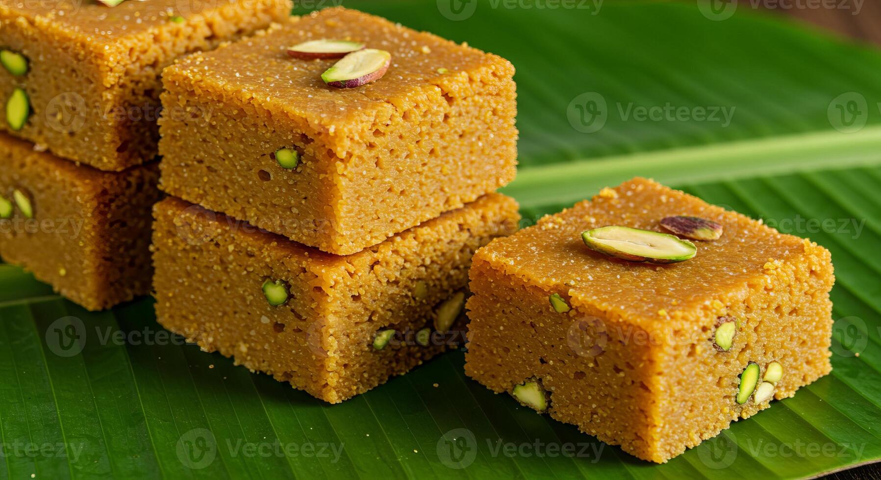 A close up of some pieces of brown sugar on a leaf photo