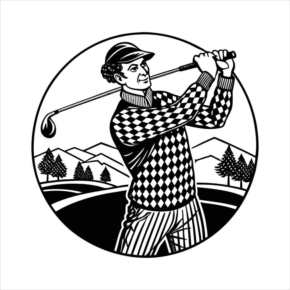 Golf Scene With Golfer vector