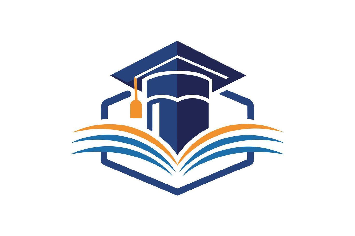 A Education logo design featuring graduation cap and open book. vector