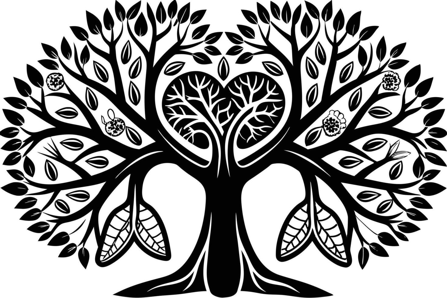A Black and White Tree Graphic Design vector