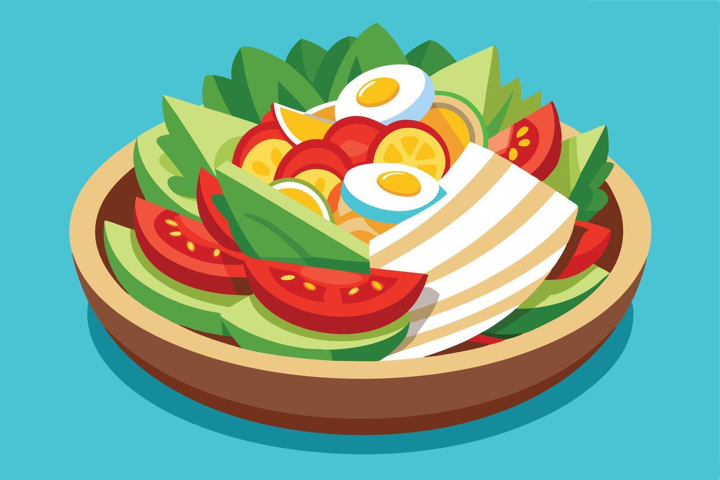 A healthy and delicious mixed Asian bowl vector