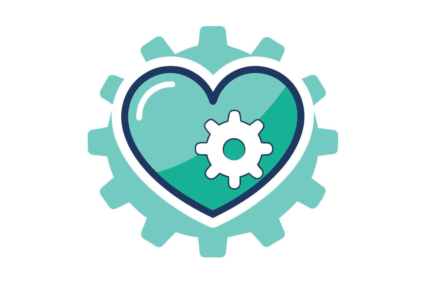 Its Heart with Gear Icon Representing Passionate Dedication vector