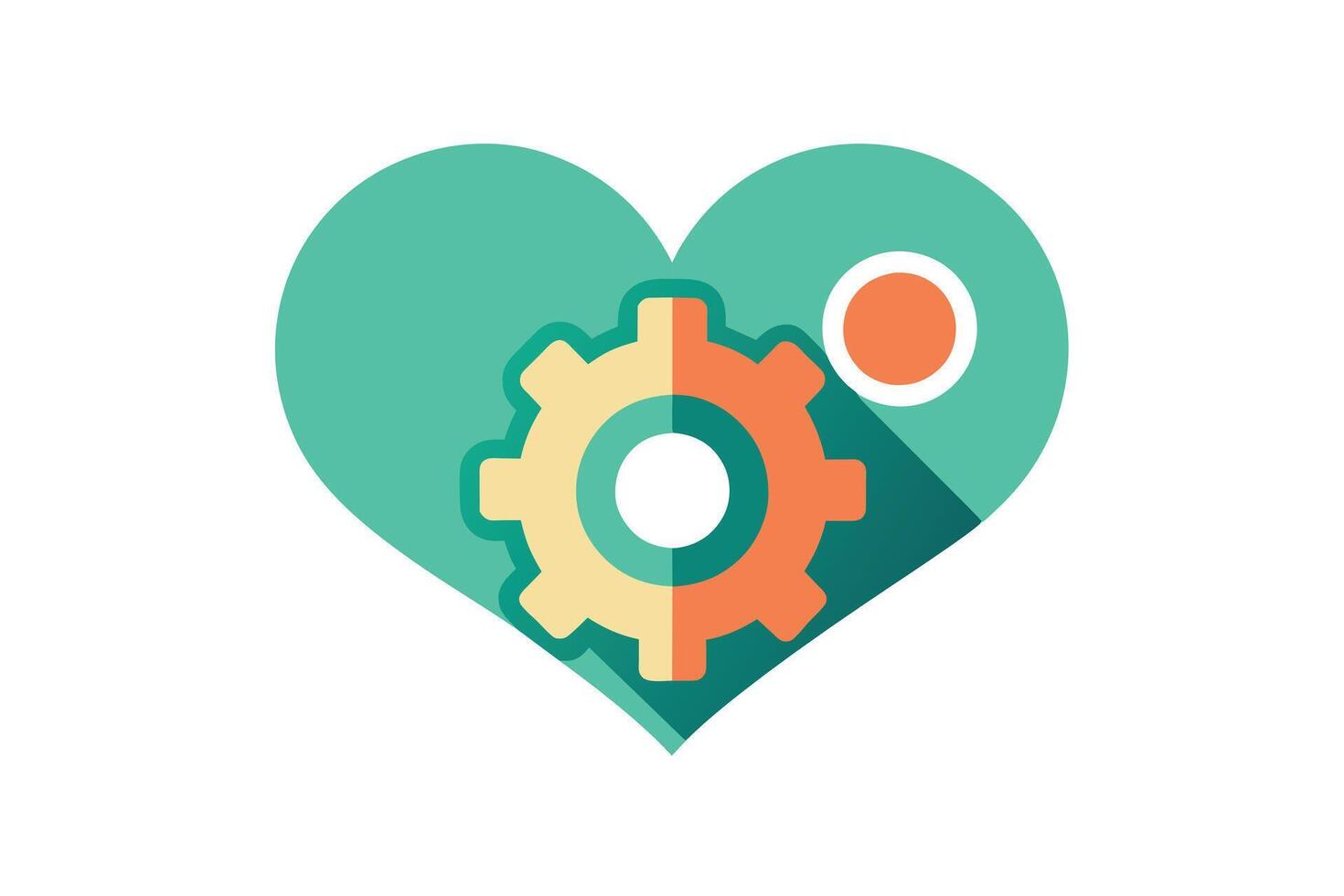 A Heart with Gear Icon Representing Passionate Dedication vector