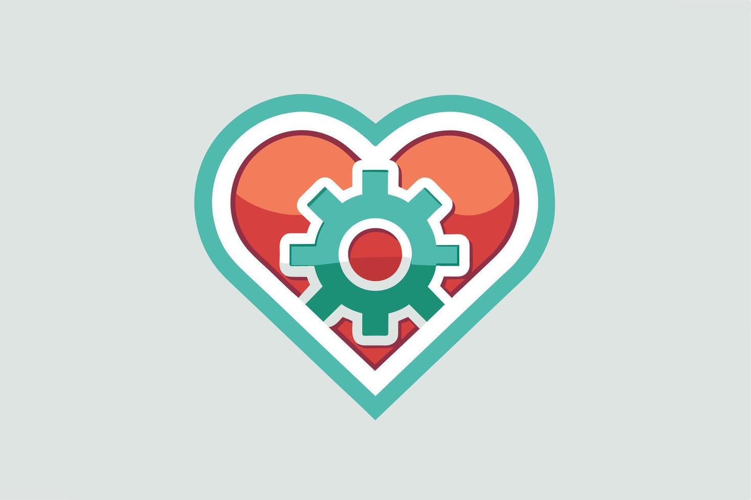 Heart with Gear Icon Representing Passionate Dedication vector