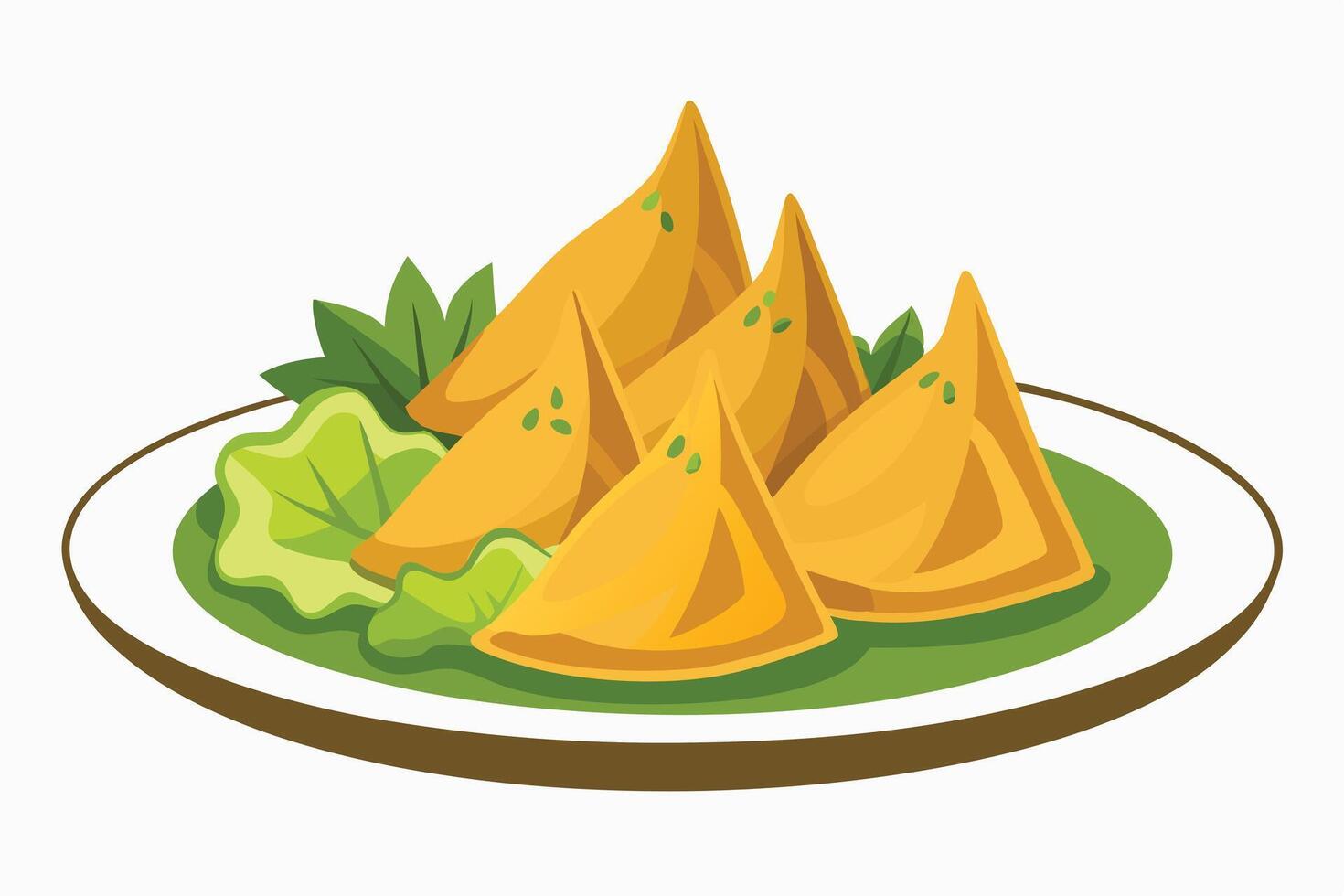 A Samosas on a plate, a delicious illustration. vector