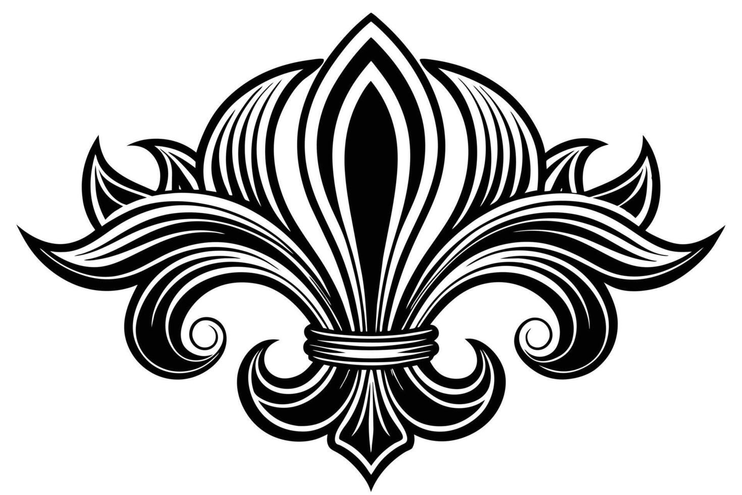 A Fleur-de-lis Design in Black and White. vector