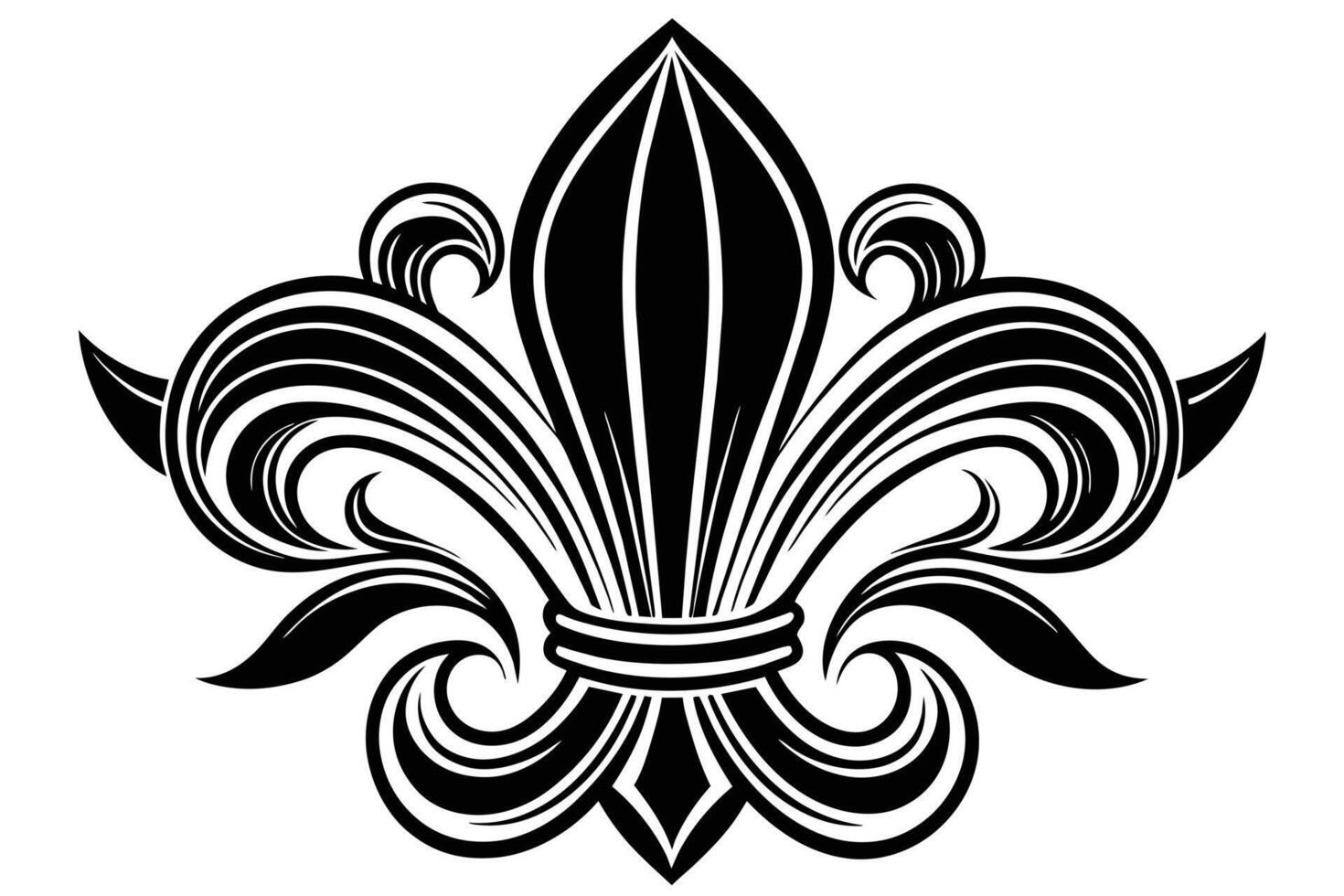 Fleur-de-lis Design in Black and White. vector