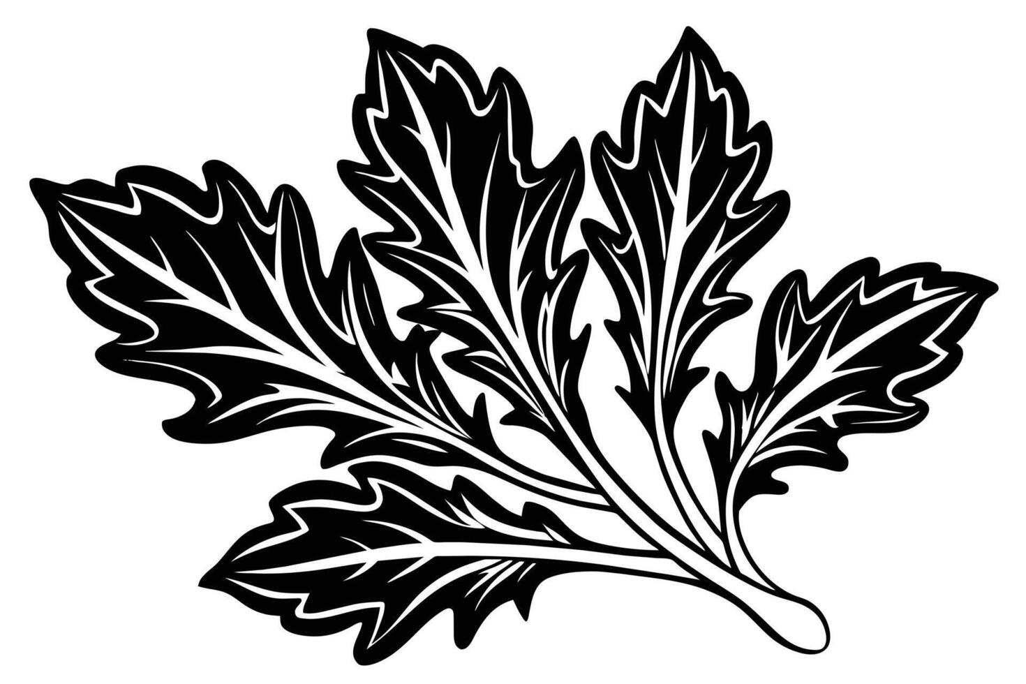 Ornate Black and White Leaf Design vector