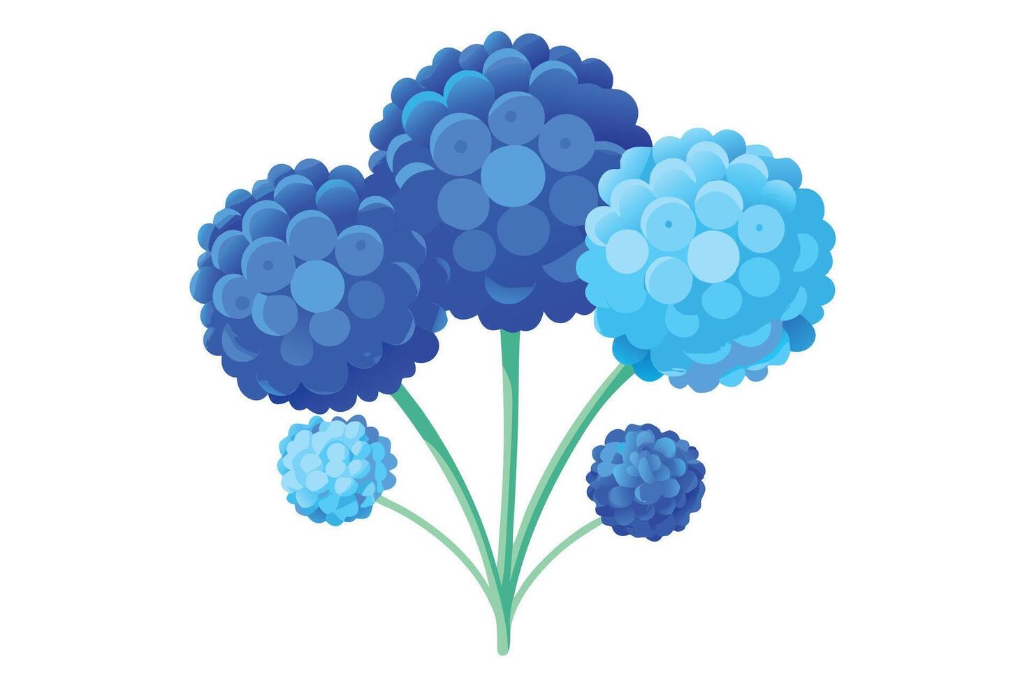 A bouquet of stylized blue flowers. vector