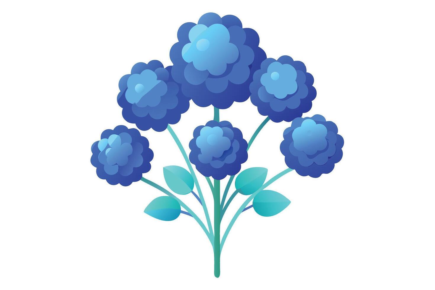 Vibrant bouquet of stylized blue flowers. vector