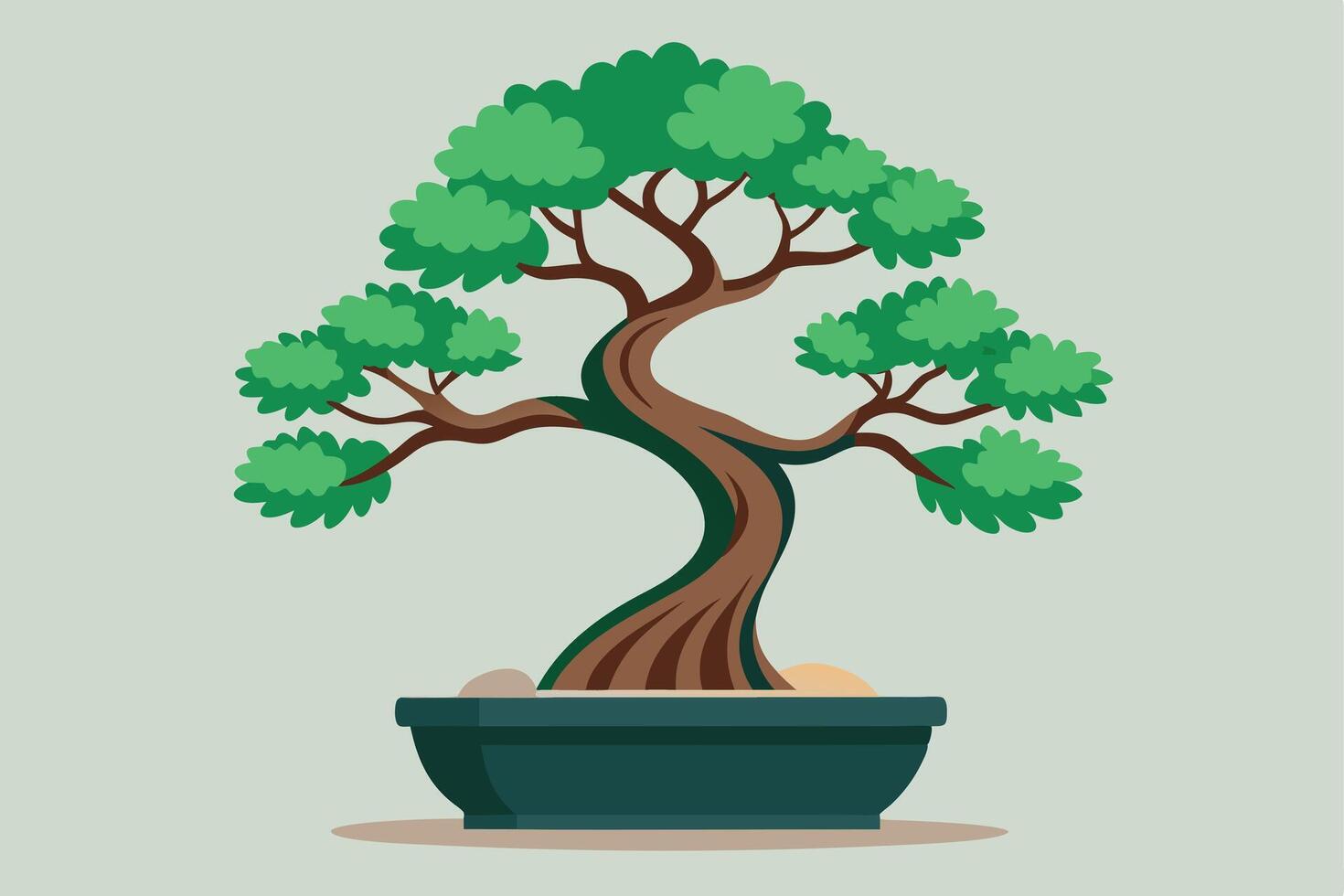 A Vibrant Bonsai Tree in a Stylish Pot vector
