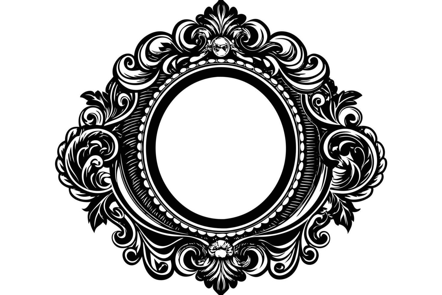 Ornate Oval Mirror Frame Design vector