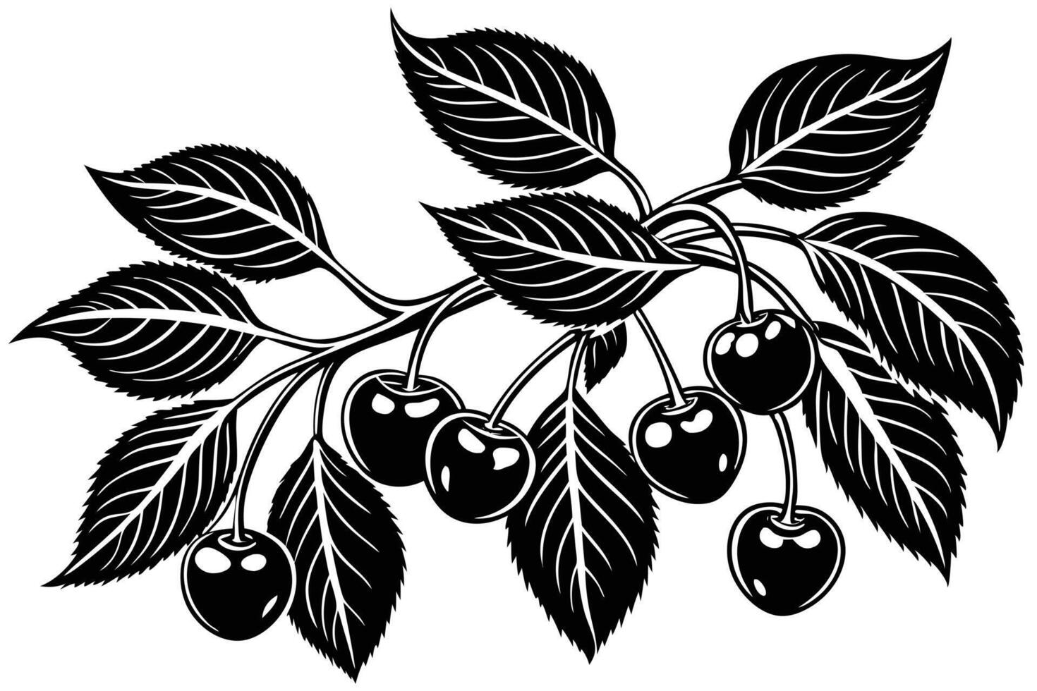 Illustration of Cherries and Leaves vector