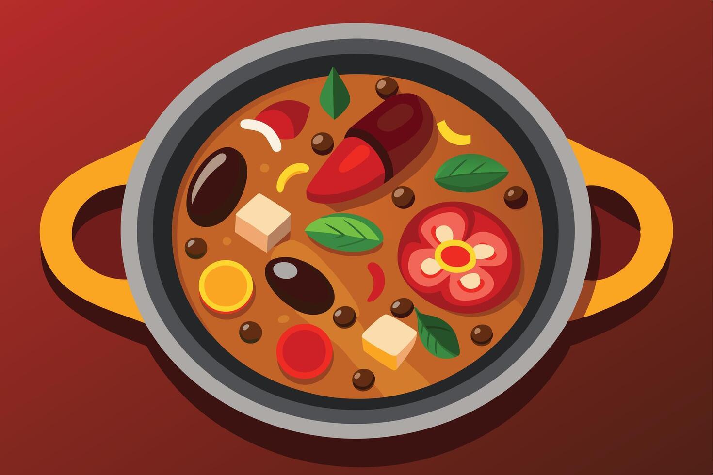 illustration of a hearty stew in a pot. vector
