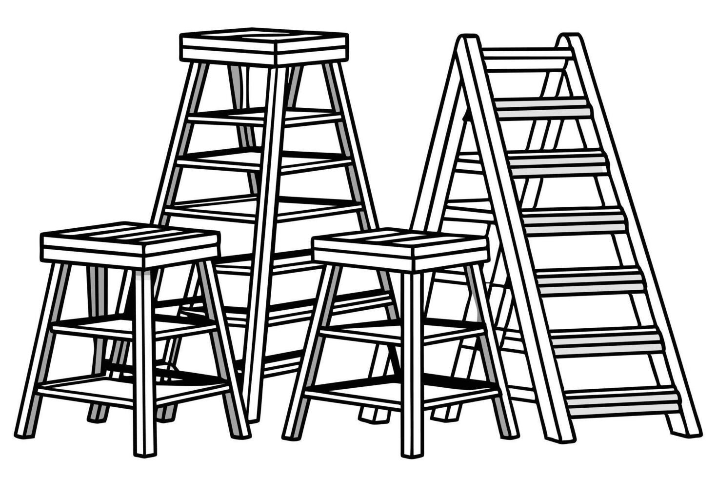 Illustration of Various Ladders and Climbing Structures vector