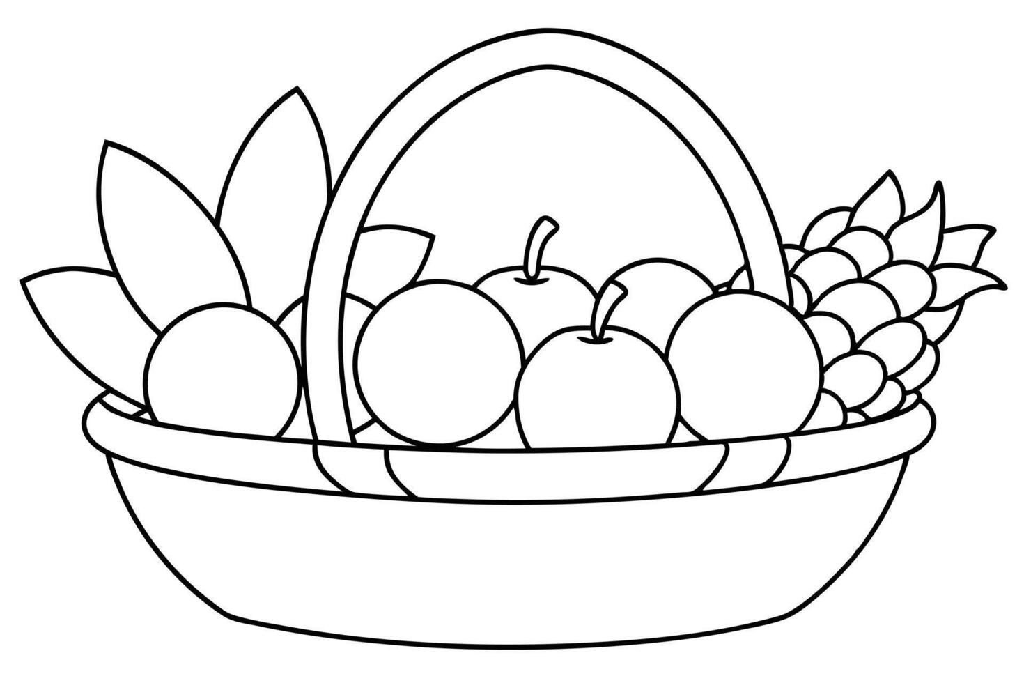 illustration of a fruit bowl filled with various fruits. vector